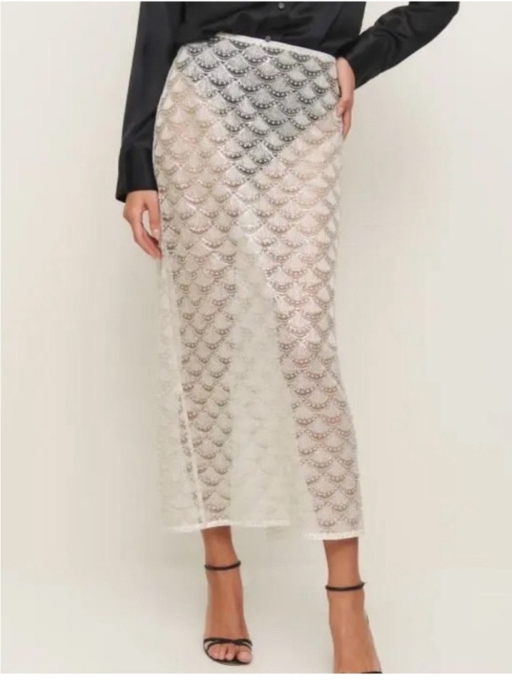 Reformation Jordan Low Waist Maxi Skirt in Diamond White NWT